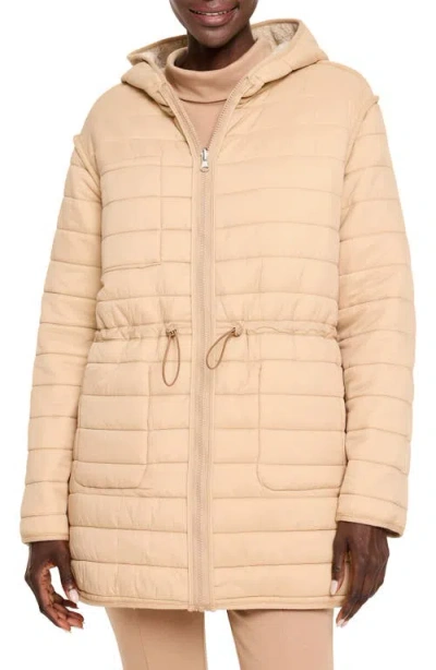Nz Active By Nic+zoe Hooded Quilted Reversible Coat In Neutral