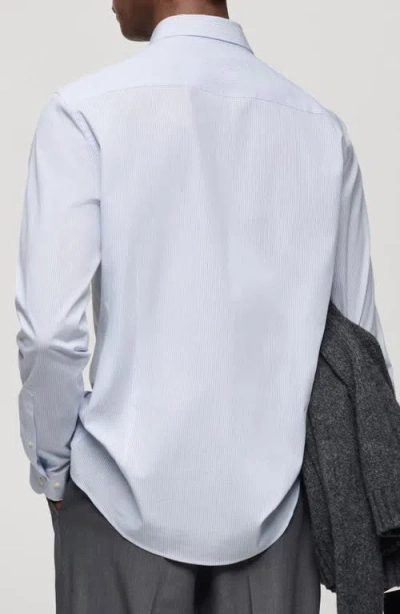 Mango Regular Fit Stripe Stretch Cotton Button-up Shirt In Blue