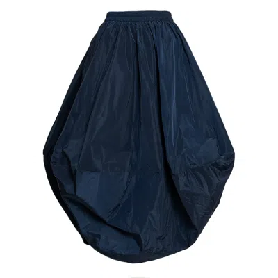 Bianca Popp Women's Blue Balloon Skirt In Navy Taffeta In Blue
