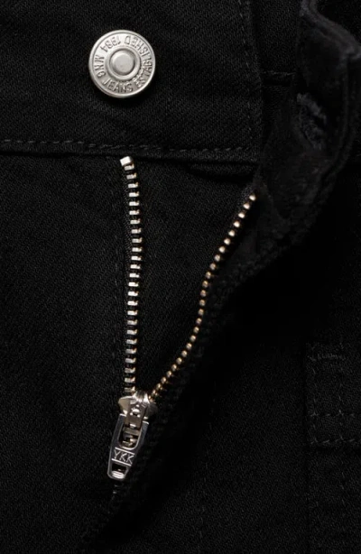 Mango Alex Raw Hem Patch Pocket Crop Flare Jeans In Black