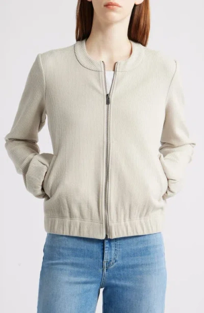Nic + Zoe Nic+zoe Cord Knit Bomber Jacket In White