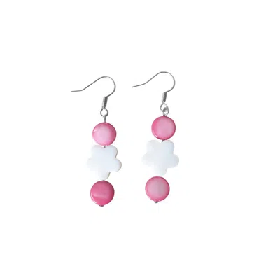 Way To Chic Women's Pink / White Natural Pink Shell Earrings In Multi