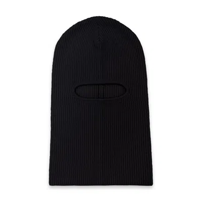 Paul James Knitwear Men's Merino Cashmere  Aurelius Fisherman Rib Balaclava - Black In Black