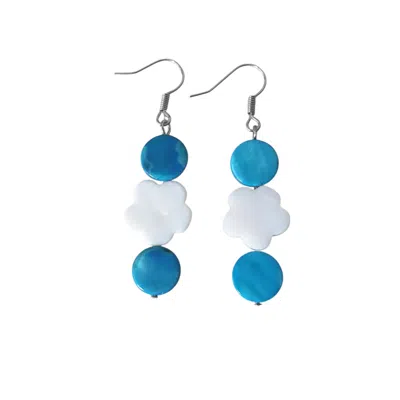 Way To Chic Women's Blue / White Blue Shell Earrings In Multi