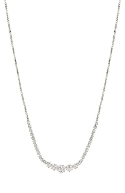 Danecraft Cubic Zirconia Stud Earrings & Frontal Necklace Set In Metallic