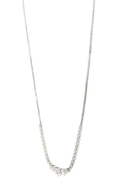 Danecraft Cubic Zirconia Stud Earrings & Frontal Necklace Set In Metallic