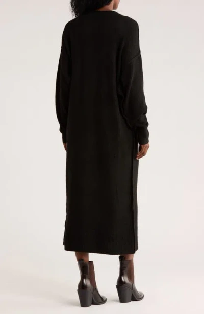 Stitchdrop Tribeca Long Sleeve Midi Sweater Dress In Black