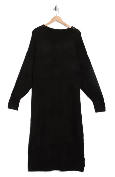 Stitchdrop Tribeca Long Sleeve Midi Sweater Dress In Black