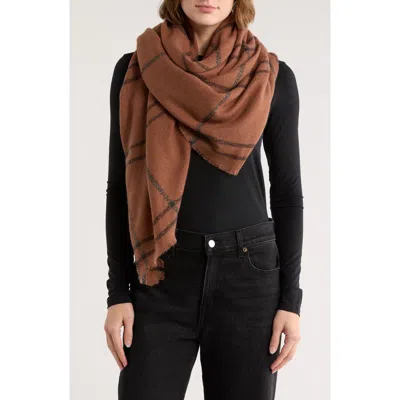 Vince Camuto Geo Pattern Fringe Square Scarf In Brown