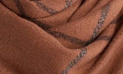 Vince Camuto Geo Pattern Fringe Square Scarf In Brown