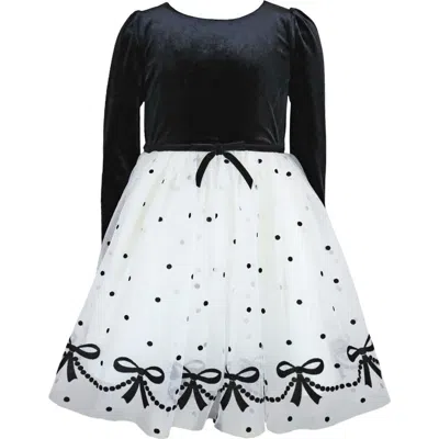 Zunie Kids' Velvet & Tulle Party Dress In White