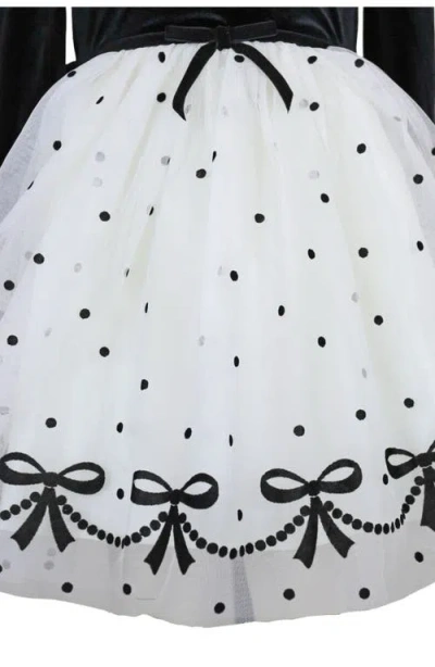 Zunie Kids' Velvet & Tulle Party Dress In White