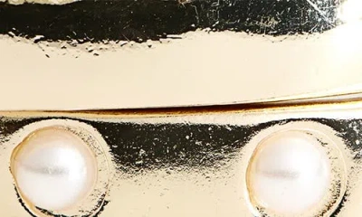 Cara Set Of 2 Faux Pearl Bangle Bracelets In Gold