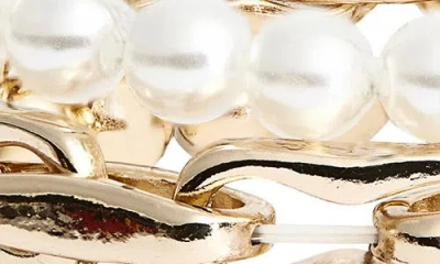 Cara Set Of 3 Faux Pearl & Chain Bracelets In Gold