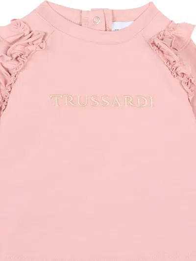 Trussardi Junior Ruffled Long-sleeve T-shirt In Pink