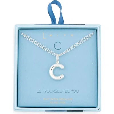 Leith Lowercase Initial Bubble Pendant Necklace In Metallic