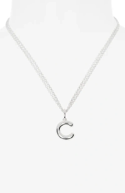 Leith Lowercase Initial Bubble Pendant Necklace In Metallic