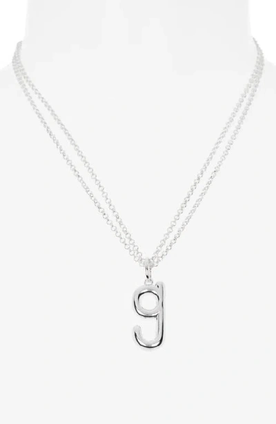Leith Lowercase Initial Bubble Pendant Necklace In Metallic