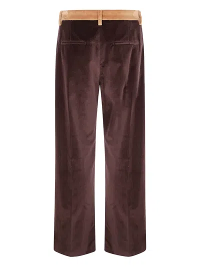 Marni Velvet Trousers With Pockets And Loops In Brown