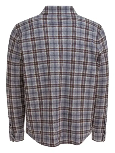 Vince Long Sleeve Plaid Shirt With Button-down Collar In Blue