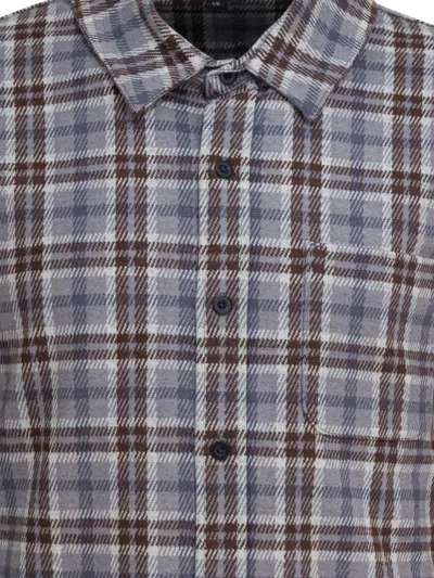 Vince Long Sleeve Plaid Shirt With Button-down Collar In Blue