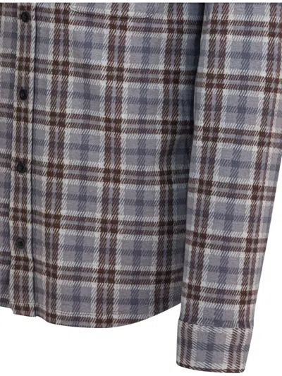 Vince Long Sleeve Plaid Shirt With Button-down Collar In Blue