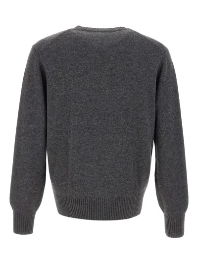 Lacoste Embroidered Crew-neck Sweater In Gray