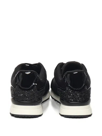 Liu •jo Maxi Wonder Logo-plaque Glittered Sneakers In Black