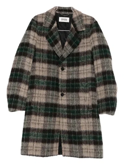 Drykorn Soleno Plaid Buttoned Coat In Brown