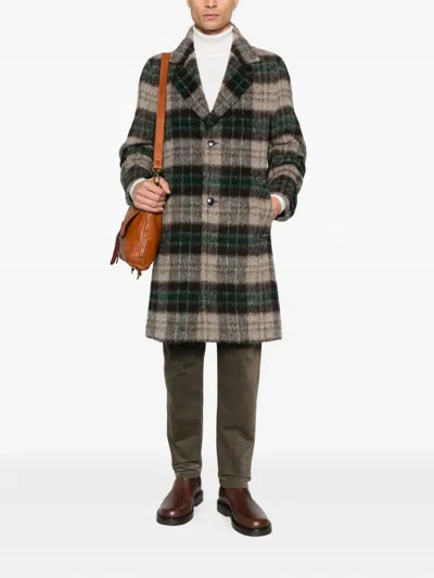 Drykorn Soleno Plaid Buttoned Coat In Brown