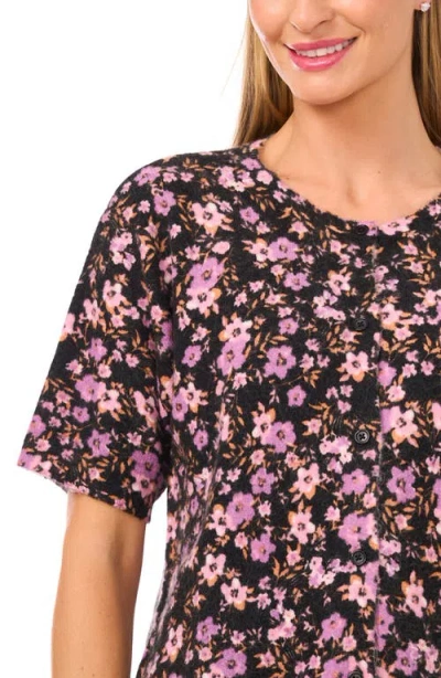 Cece Printed Crewneck Short Sleeve Sweater In Multi