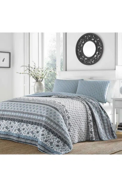 Stone Cottage Bexley 136 Thread Cotton Count Quilt Set In Blue