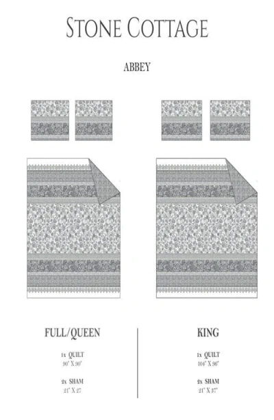 Stone Cottage Abbey 136 Thread Count Cotton Quilt Set In Gray
