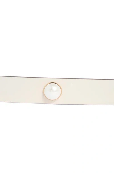 Kate Spade New York Faux-pearl Stud Leather Belt In Neutral