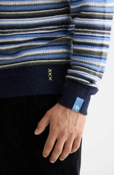 Scotch & Soda Stripe Soft Knit Crewneck Sweater In Multi