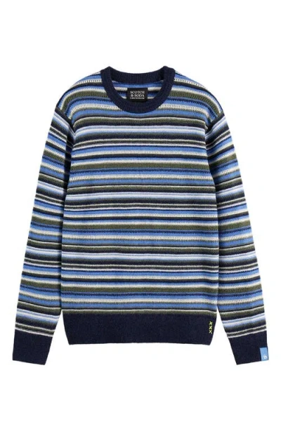 Scotch & Soda Stripe Soft Knit Crewneck Sweater In Multi