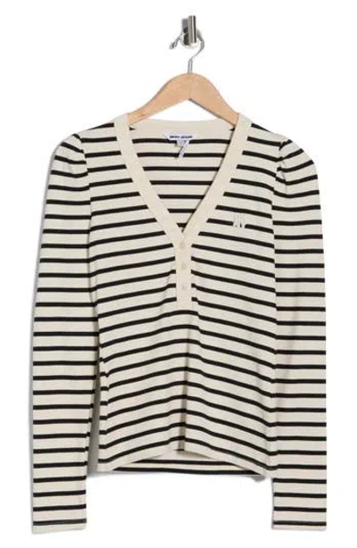 Dkny Jeans Puff Sleeve Henley In Multi