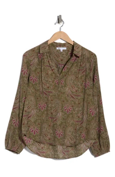 Dr2 By Daniel Rainn Textured Split Neck Top In Multi