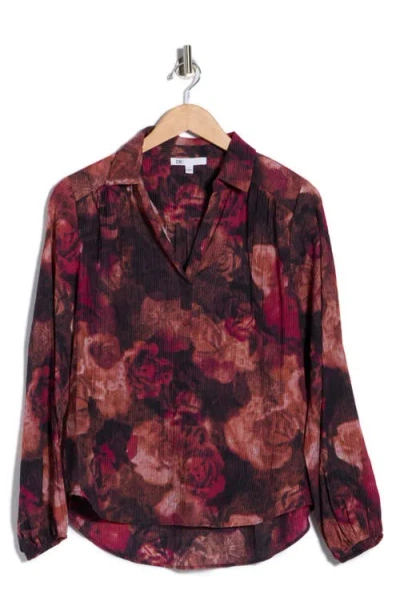 Dr2 By Daniel Rainn Textured Split Neck Top In Multi