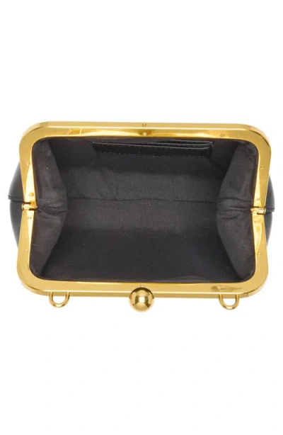 Bcbg Faux Fur Top Handle Frame Clutch In Black