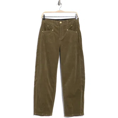 Democracy High Waist Barrel Leg Corduroy Pants In Green