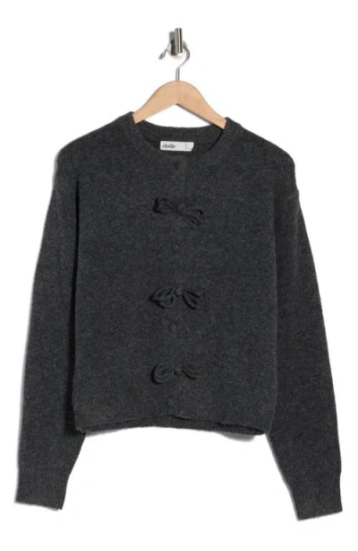 Elodie Bow Button Cardigan In Gray