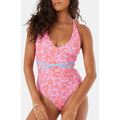 Roxy Tapestry Patchwork One-piece Swimsuit In Pink