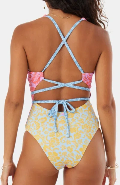 Roxy Tapestry Patchwork One-piece Swimsuit In Pink