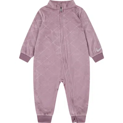 Nike Baby Girls Velour Monogram Coverall In Purple