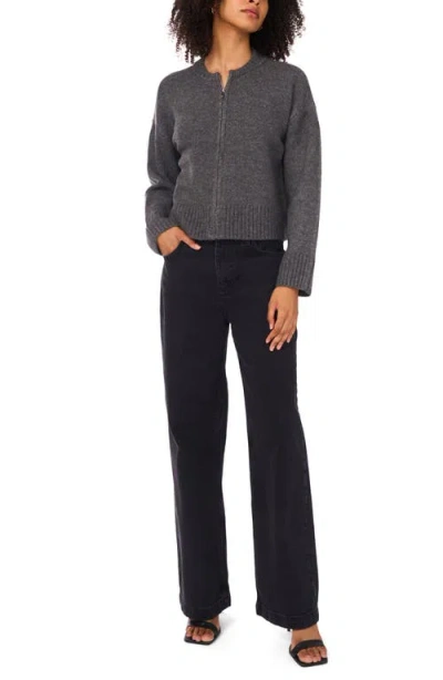 1.state Zip Knit Sweater In Gray