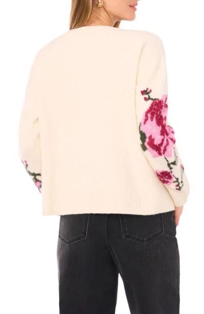 1.state Floral Crewneck Sweater In Neutral