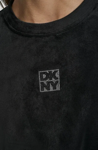 Dkny Rhinestone Logo Sweatshirt In Black