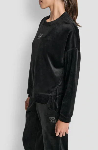 Dkny Rhinestone Logo Sweatshirt In Black