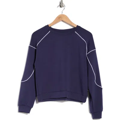 Jessica Simpson Softsculpt Contrast Piped Sweatshirt In Blue